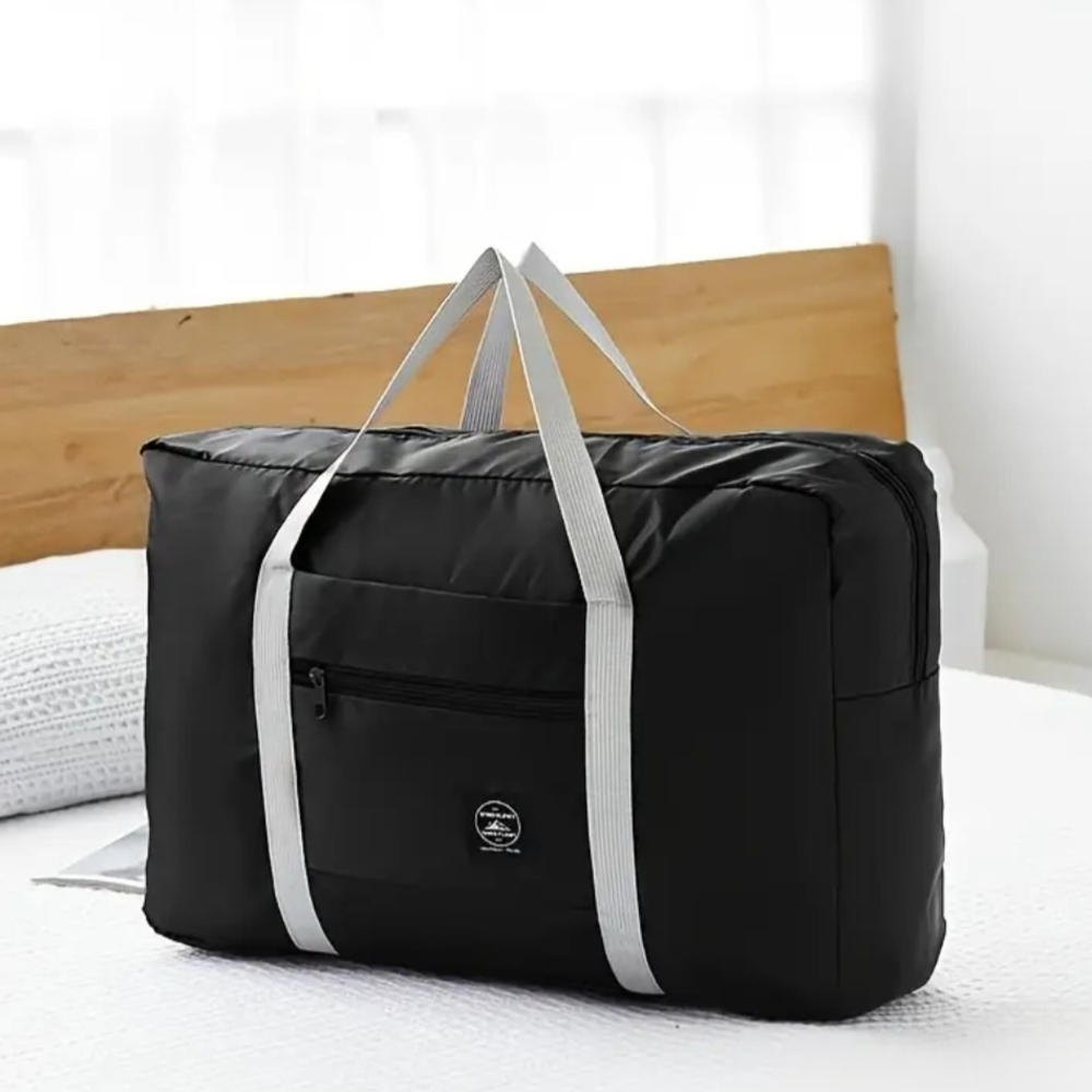 Stylish Black Duffel Bag with Slide Over Luggage Option